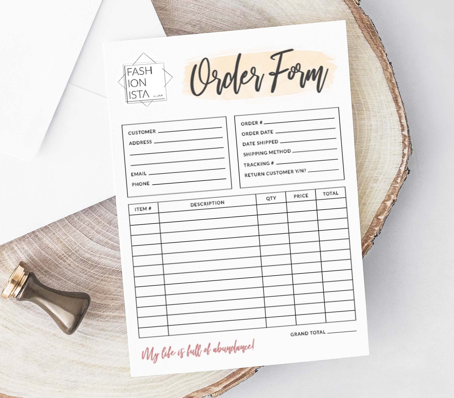 Modern Pink Order Form Editable Template INSTANT DOWNLOAD - Etsy