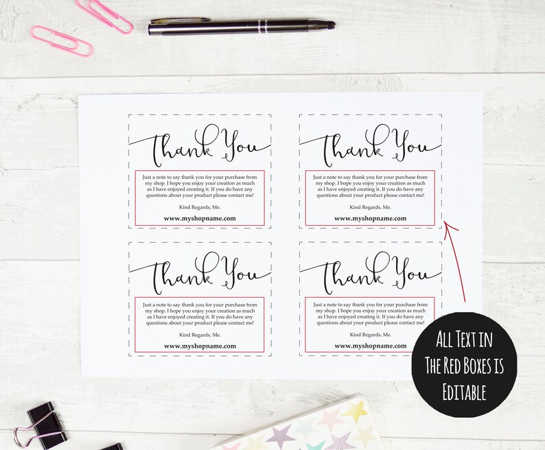 Etsy Shop Thank You Cards INSTANT DOWNLOAD Etsy Sellers Etsy Australia