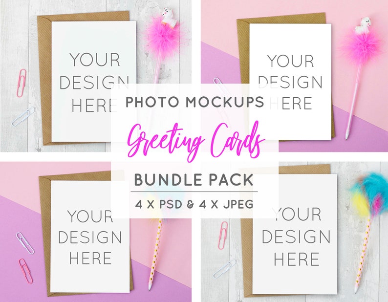 Download A5 White Card Mockup Bundle 4 X Card Mock Ups Greeting Etsy