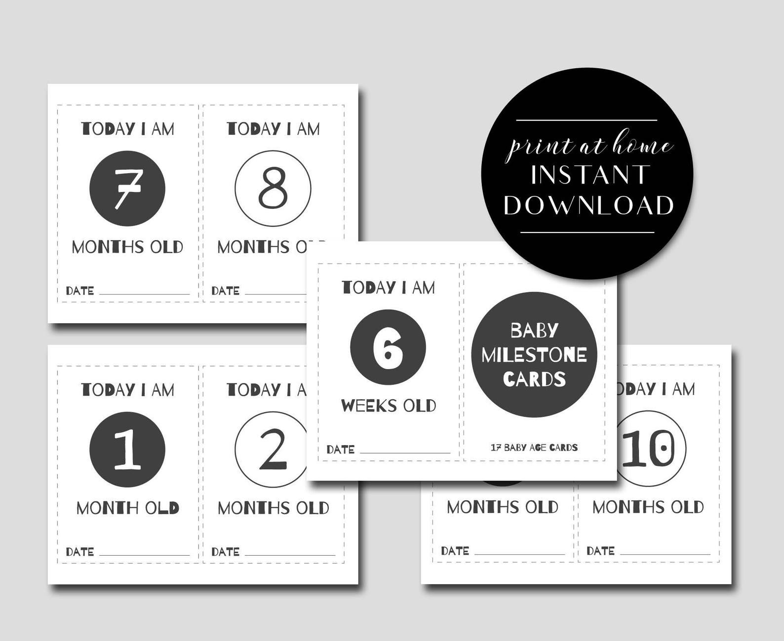 Printable Baby Milestone Cards INSTANT DOWNLOAD Baby Age Etsy