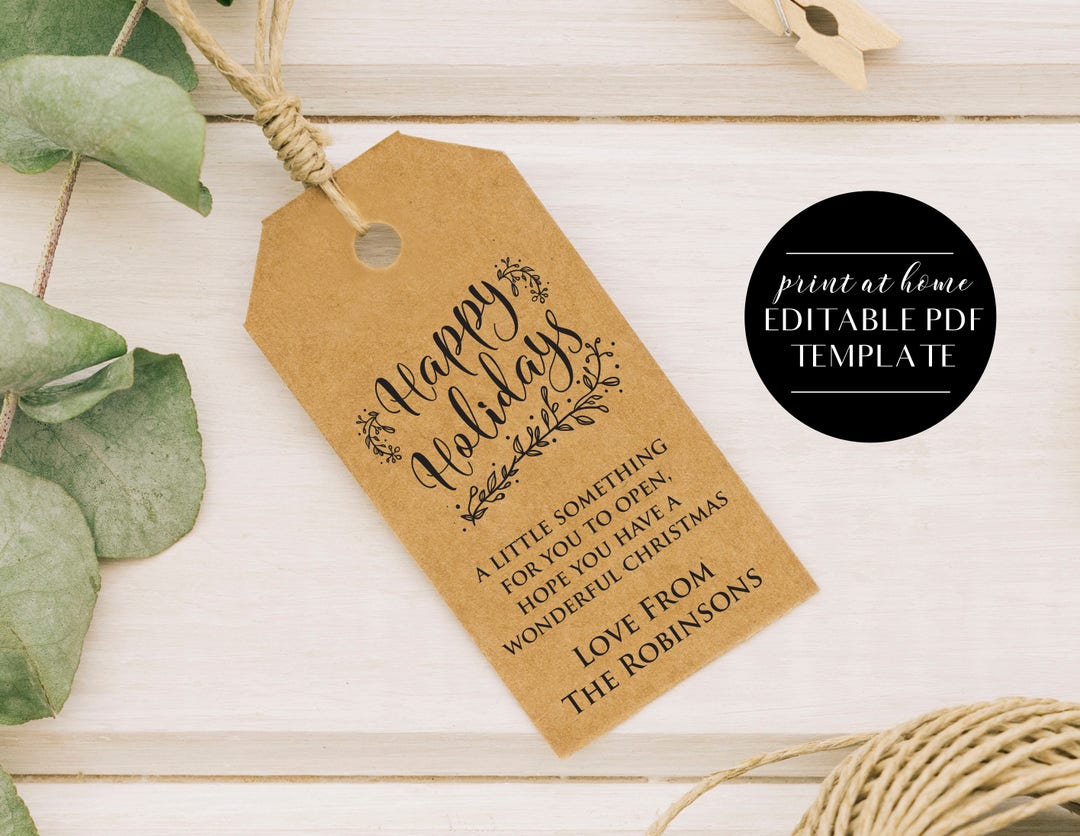 Printable Happy Holiday Tags Editable Tag Templates INSTANT - Etsy