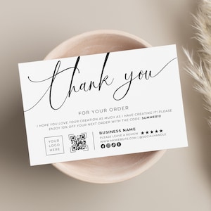 Thank You Cards Template, Etsy Sellers, Printable Packaging Cards, Shop Review Cards, Comp Slips, Business Insert Card, EMC0021