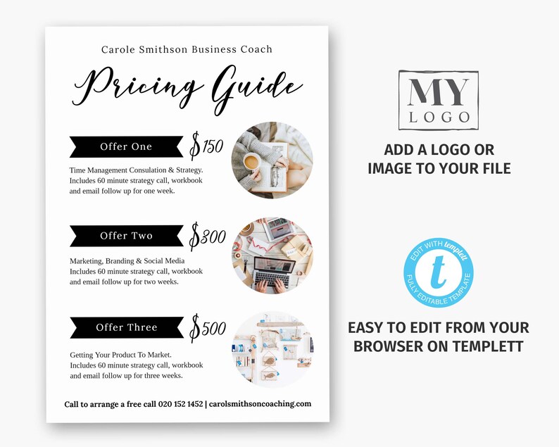 Business Pricing Guide Template INSTANT DOWNLOAD Editable Etsy