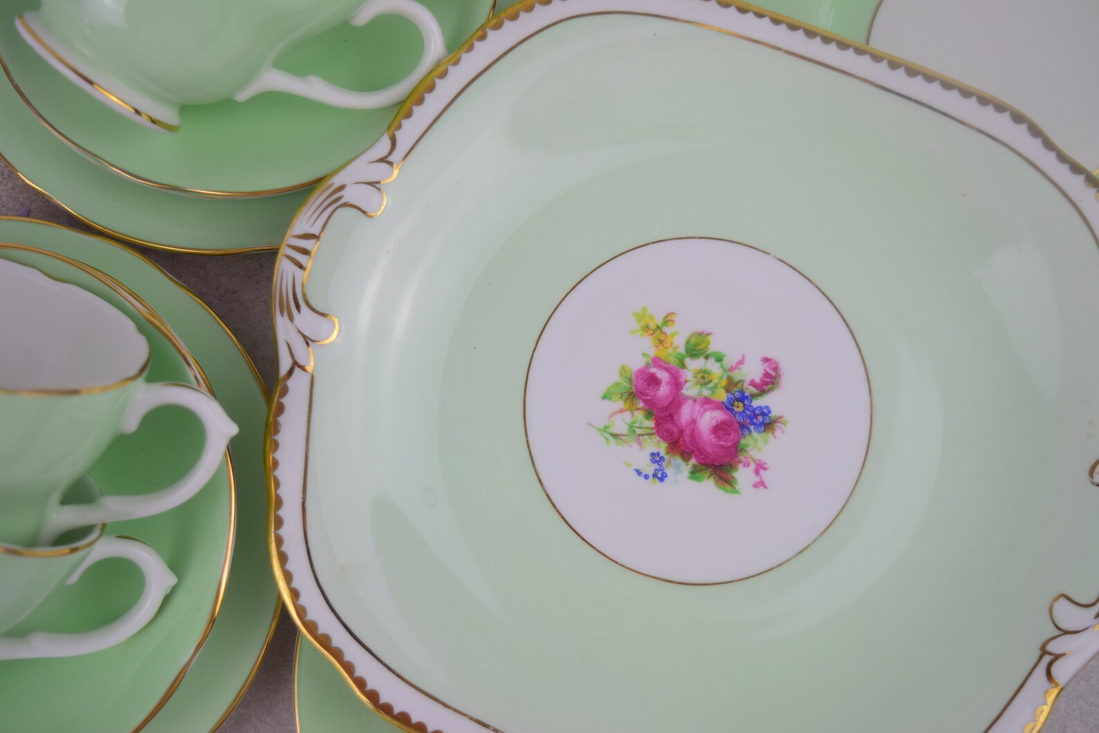 Green China Tea Set Duchess China Set Vintage Bone China Etsy