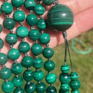 Gorgeous Malachite Mala, Genuine Malachite 108 Beads Japa Mala Hand Knotted Gemstone Necklace, Malachite Necklace, Heart Chakra Mala