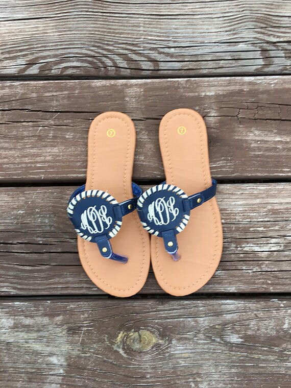 monogrammed flip flops personalized flip flops