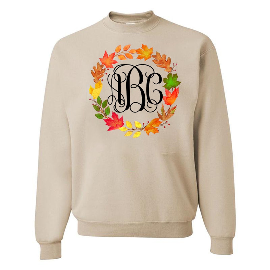 Monogrammed Crewneck Sweatshirt Monogram Pullover Sweater 