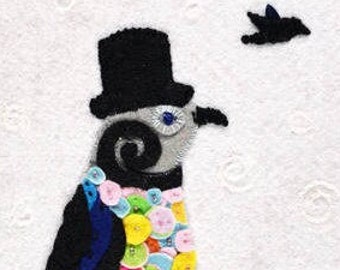 056#, Mr. Penguin Print, 11 x 14, ready for framing, is a perfect gift for young & old. Copy of an original Embroidery Collage.