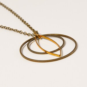 Open Circle Pendant Necklace, Multi Circle Necklace Two Tone, Geometric Necklace Statement, Modern Jewelry Necklace, Gift for Fashionista