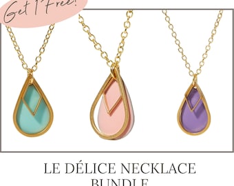 Le Délice Necklace Bundle, Teardrop Pendant Necklace, Pendant Necklace, Gold Necklace, Pretty Necklace, Cute Necklace, Bridesmaid Gifts