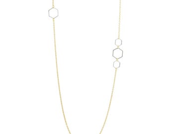 Waterproof "Imperméable" Waterproof Honeycomb Hexagon Mixed Metal Long Necklace