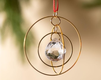 Minimalist Geometric Gold & Crystal Ornament - II
