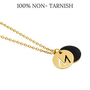 Personalized Initial Necklace with Charm Minimalist, Letter Necklace Gift for Mom, Two Charm Initial Disc Necklace Gold Plated Initial Gift