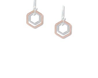 Le Contour" Rose Gold & Silver Tiny Hoop Mixed Metal Earrings