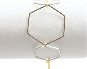 Le Contour" Gold & Silver 3 Hexes Bracelet