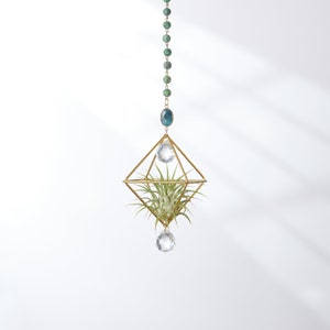 Green African Turquiose Hanging Air Plant Holder with Prism, Air Plant Hanger, Air Plant Display, Plant Lover Gift, Air Plant Decor