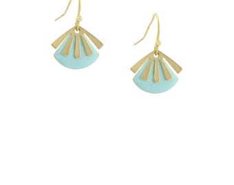 Le Délice" Aqua Tiny Fan Earrings