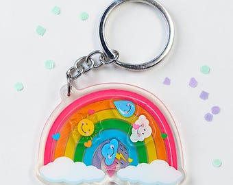 Rainbow Shaker Keychain | Cute Acrylic Rainbow Keyring | Kawaii Gift