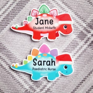 Christmas Dinosaur shaped Name badge, nurse, doctor, student, midwife, hospital