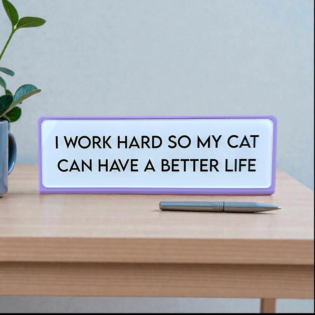 Funny Cat Desk Sign | Sarcastic Office Decor, 3D Printed - Etsy