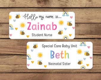 Bumblebee name badge, nurse, doctor, student, midwife, hospital