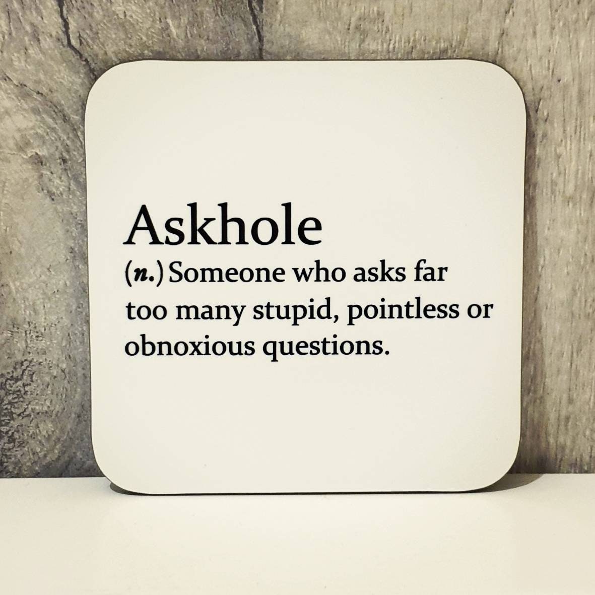 Sarcastic Askhole Dictionary Definition Coaster Etsy