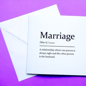 Hochzeit sarkastische Definition Grußkarte, Geburtstagskarte, Freundkarte