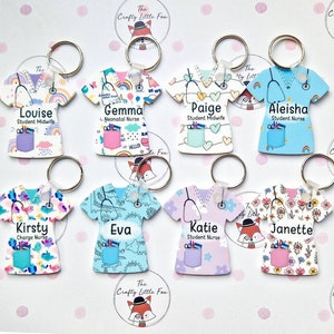 Scrubs personalised keyring, perfect gift for student nurses, midwives, doctors.