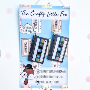 Retro tape cassette earrings, 80's cassette tape, 3 designs