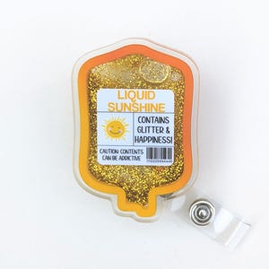 Sunshine liquid shaker badge reel, IV bag badge reel, novelty nurse doctor gift, student nurse