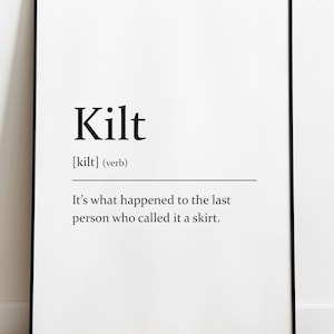 Kilt scottish sarcastic definition print, minimalist wall art, funny picture print