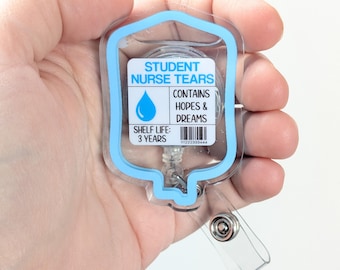 Student tears blood bag badge reel, IV bag badge reel, novelty nurse doctor gift, student nurse