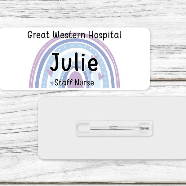 Purple rainbow name badge, nurse, doctor, student, midwife, hospital