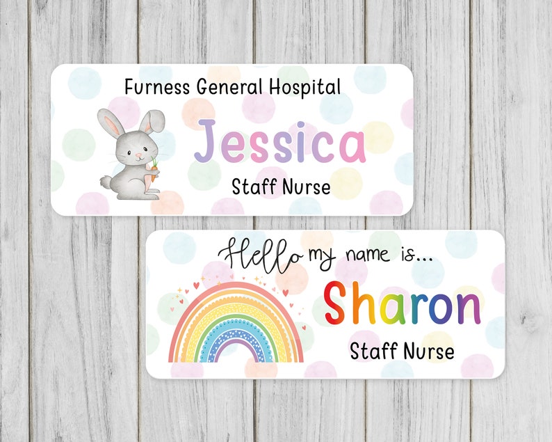Polka dot name badge, nurse, doctor, student, midwife, hospital image 1