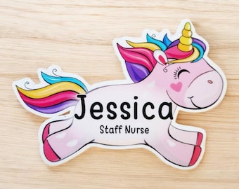 Badge nominatif en forme de licorne, infirmière, médecin, étudiant, sage-femme, hôpital