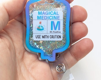 Magical Medicine liquid shaker badge reel, IV bag badge reel, novelty nurse doctor gift, student nurse