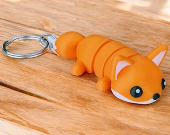 Cute articulated Fox keyring keychain, 3D printed