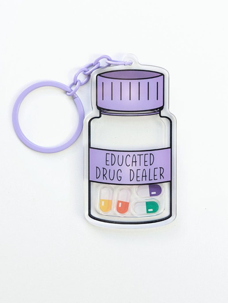 Medicine Bottle Shaker Keyring Keychain, Perfect Gift for Student ...