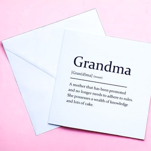 Carte de voeux de définition sarcastique de grand-mère, carte d'anniversaire, carte d'ami