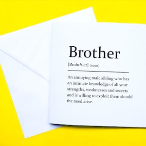 Carte de voeux de définition sarcastique de frère, carte d'anniversaire, carte d'ami