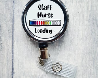 Nurse loading badge reel, can be personalised with other professions, NHS, Nurse, midwife, doctor, student