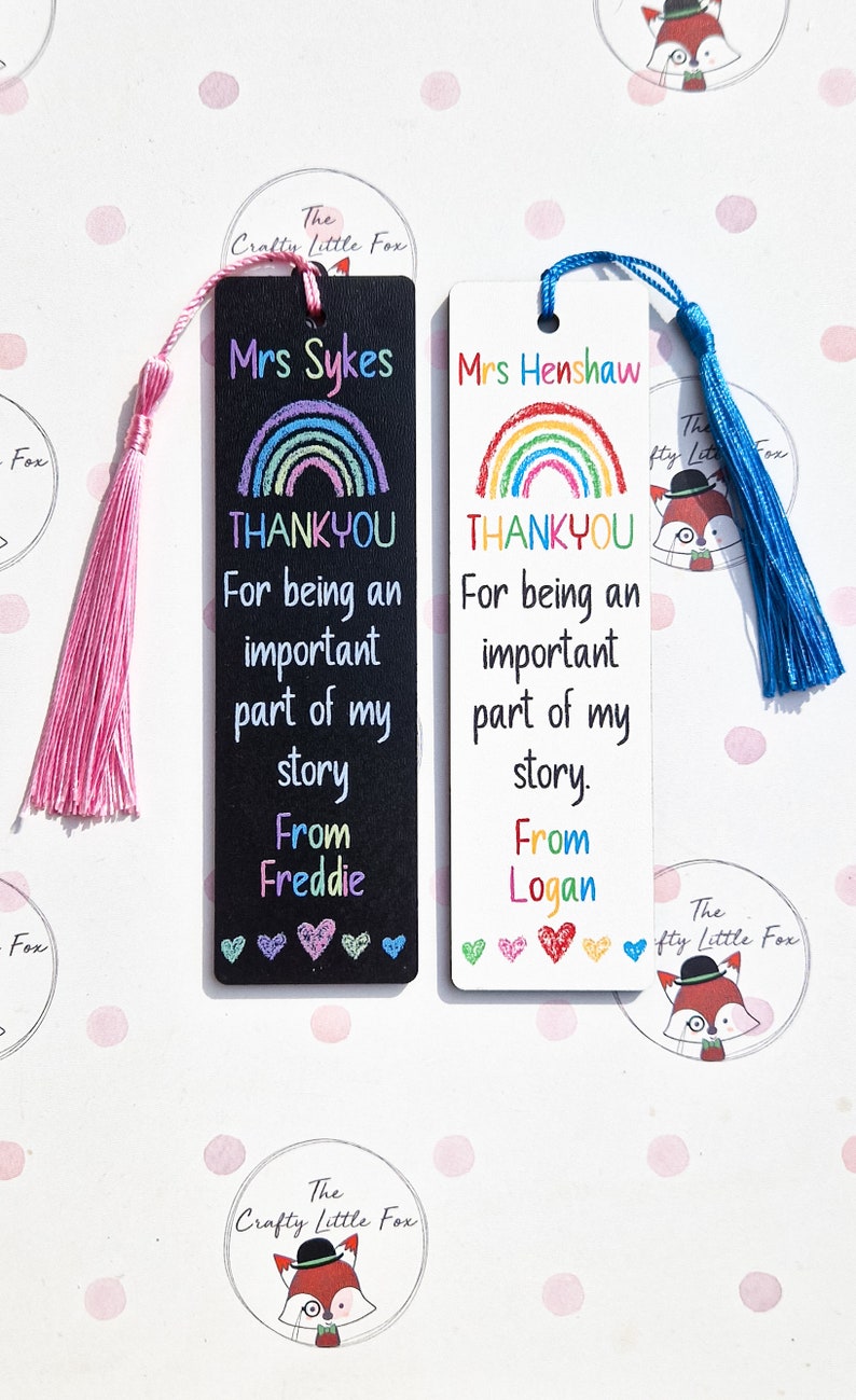 Personalised Rainbow Teacher Bookmark: End of Term Gift - Etsy