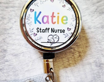 Personalised lovebirds ID Card badge reel. Nurse, doctor, medical, healthcare NHS