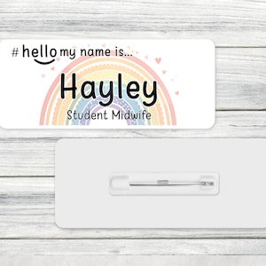 Hello my name is... Rainbow name badge, nurse, doctor, student, midwife, hospital