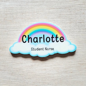 Rainbow shaped Name badge, nurse, doctor, student, midwife, hospital