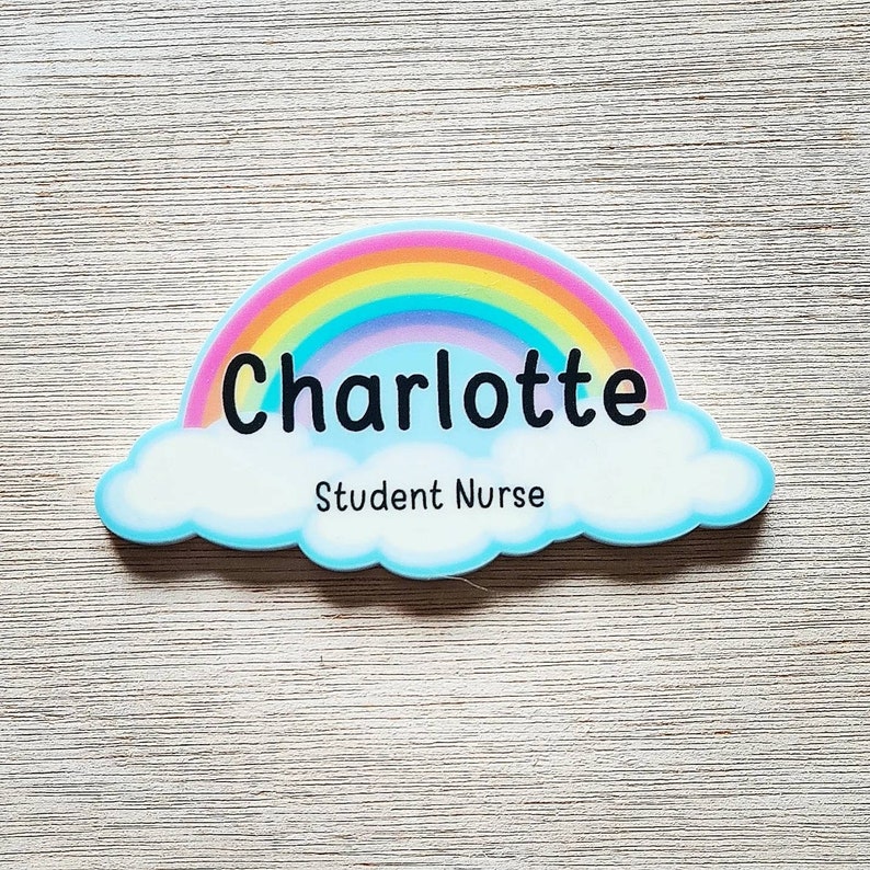 Rainbow shaped Name badge, nurse, doctor, student, midwife, hospital image 1
