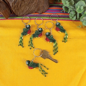 Lot of 2 Guatemala Guatemalan Souvenir Hand Beaded Quetzal Keychain Llavero Recuerdo (FREE SHIPPING)