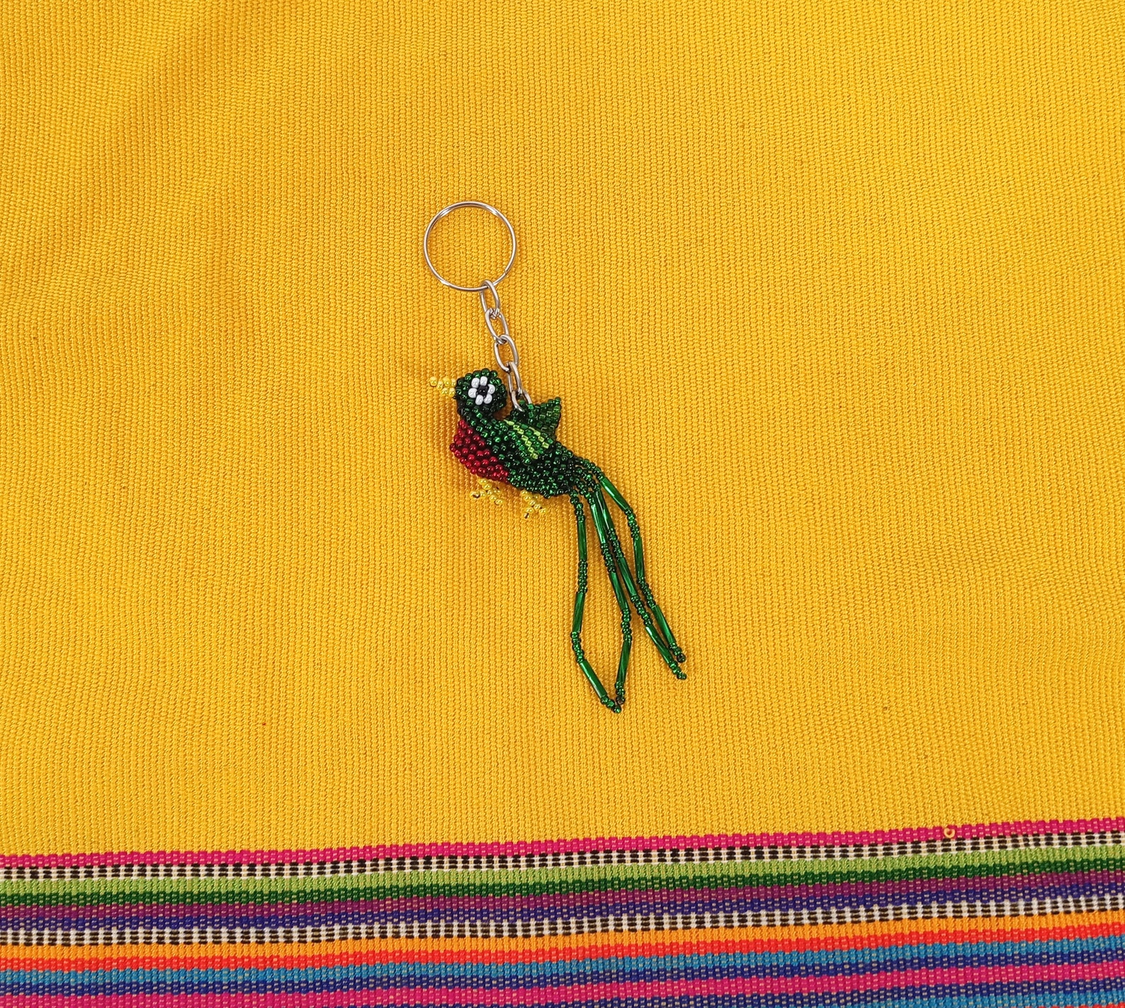 Guatemala Guatemalan Souvenir Hand Beaded Quetzal Keychain Etsy