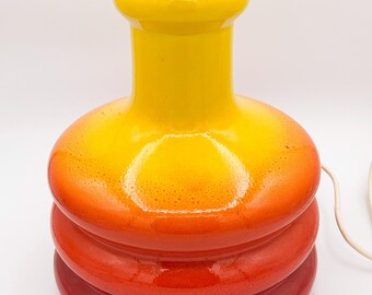 Vintage Large Ceramic Lamp Base from the 70s/80s – Striking Red Orange Yellow Glaze, Perfect for Custom Lamp Shade or Bold Standalone Look
