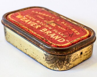 Vintage Lambert & Butler's Weaver Brand Tobacco Tin | Red Gold Patina | Retro Metal Storage Box | Collectible Tin UK 40s 50s Decor